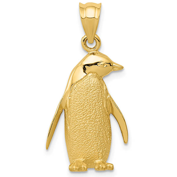 Penguin Charm Pendant, 14K Gold