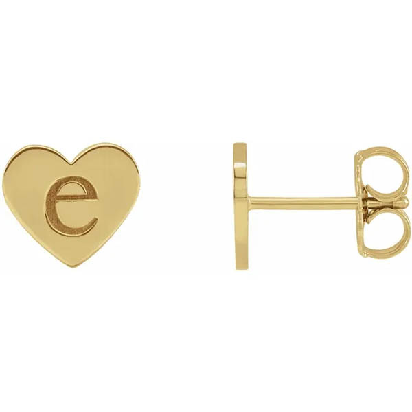 Personalized, Engravable Heart Stud Earrings, 14K Gold