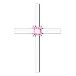 Princess-Cut Pink Sapphire Cross Necklace, 14K White Gold