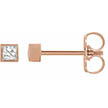 14K Rose Gold Square Princess-Cut Diamond Stud Earrings