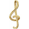 Treble Clef Music Note Necklace Pendant, 14K Gold