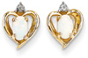 14K Gold Opal Heart Earrings
