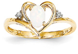 14K Gold Opal Heart Ring