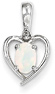 Real Opal Heart Pendant, 14K White Gold