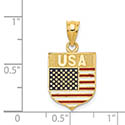 American Flag Usa Shield Pendant 14K Gold 3
