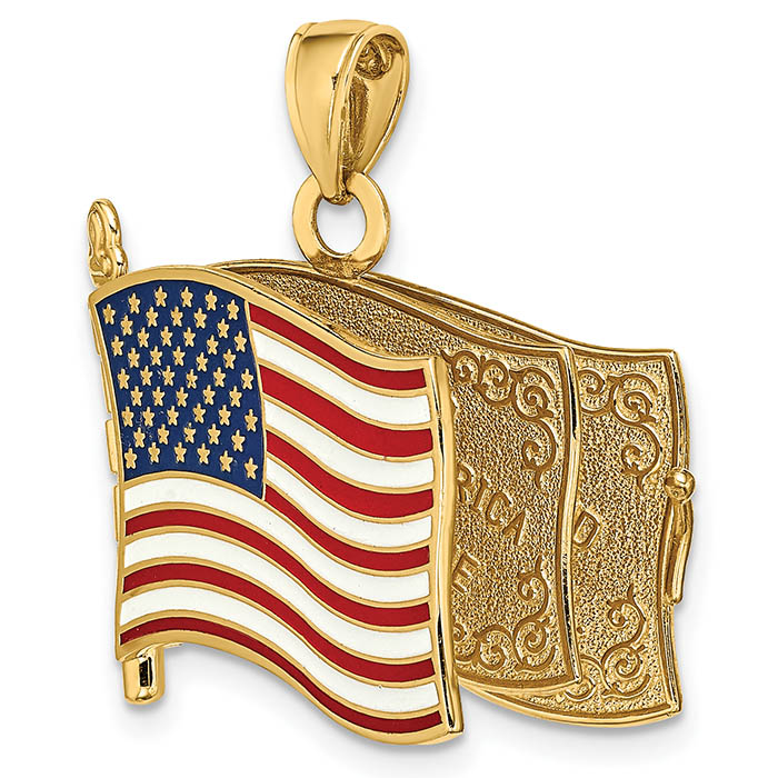 Pledge of Allegiance American Flag Pendant with Pages that Open