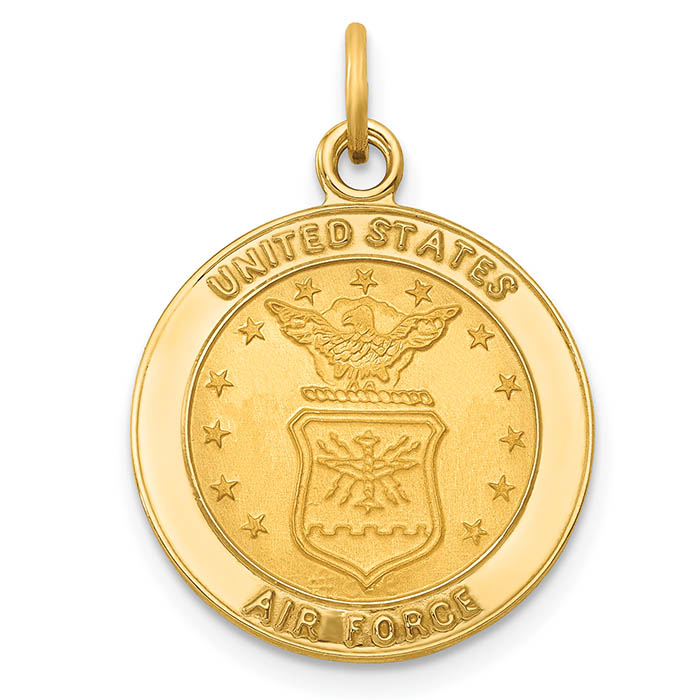 US air force emblem medallion pendant 14k gold