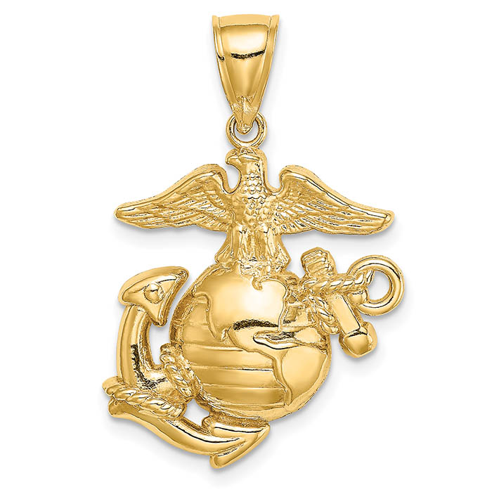 US marine corps insignia pendant 14k gold