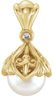 14K Gold Fleur-de-Lis Freshwater Pearl Pendant