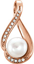 14K Rose Gold Freshwater Pearl Diamond Pendant