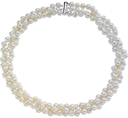 3-Row Freshwater Cultured Pearl Necklace in Silver