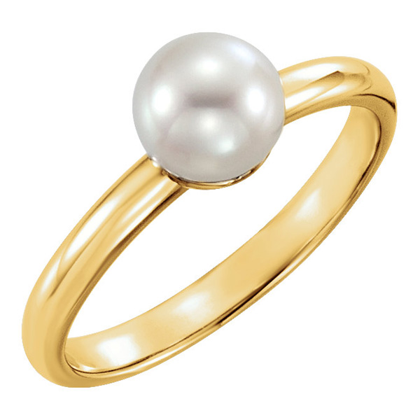 Cultured Freshwater Pearl Solitaire Ring, 14K Gold