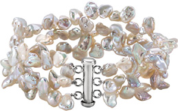 Freshwater Keshi Pearl Bracelet in Silver
