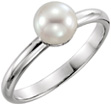 White Akoya Pearl Solitaire Ring in Sterling Silver