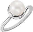 Freshwater Pearl Twist Solitaire Ring in Sterling Silver