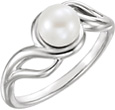 Freshwater Pearl Weave Ring in 14K White Gold