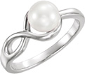Infinity Sign Freshwater Pearl Ring in Silver