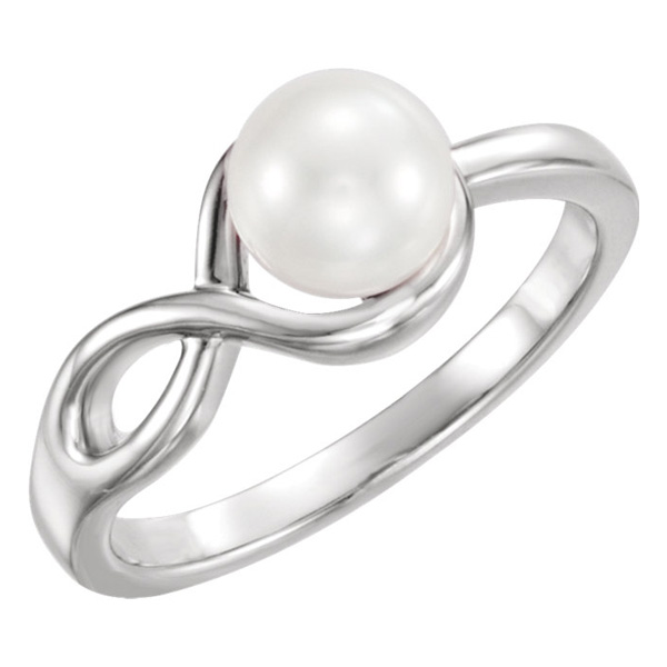 Infinity Sign Freshwater Pearl Ring in Silver