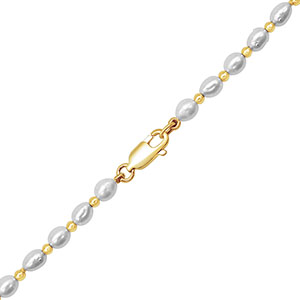 organic 4mm freshwater pearl beaded necklace 14k gold