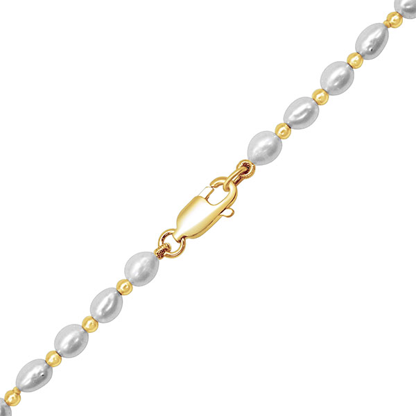 organic 4mm freshwater pearl beaded necklace 14k gold
