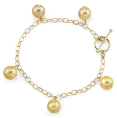 9-10mm Golden South Sea Pearl Dangling Tincup Bracelet