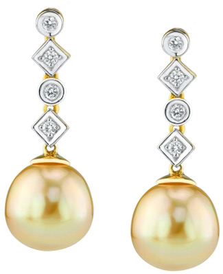 Golden South Sea Pearl & Diamond Julia Earrings