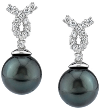 Tahitian Pearl & Diamond Swirl Earrings