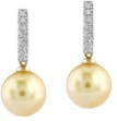 Golden Pearl Dangling Diamond Earrings