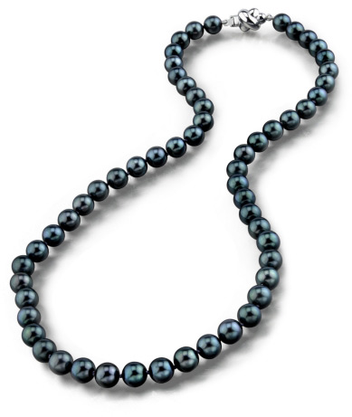 7.0-7.5mm Japanese Akoya Black Pearl Necklace- AA+ Quality