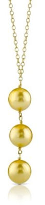 Golden South Sea Pearl Triple Drop Pearl Pendant