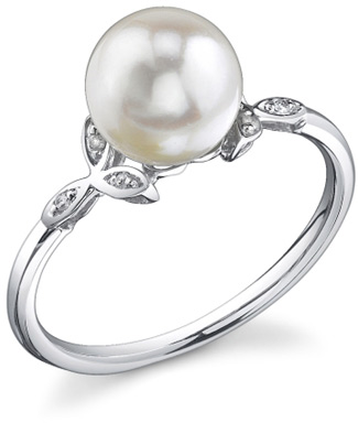 Akoya Pearl & Diamond Blossom Ring