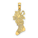 14k gold christmas stocking pendant