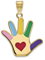 14K Gold Enameled Autism Awareness Pendant with Heart