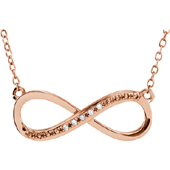14K Rose Gold and Diamond Infinity Necklace