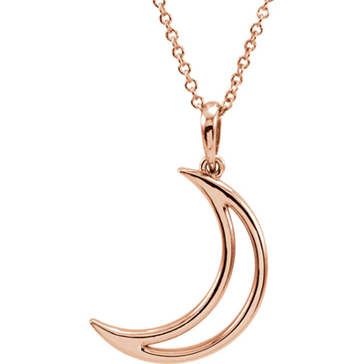 14K Rose Gold Crescent Moon Necklace