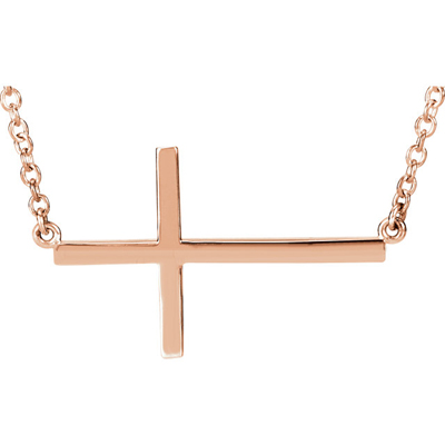 14K Rose Gold Cross Bar Necklace