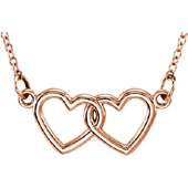 14K Rose Gold Double Heart Necklace