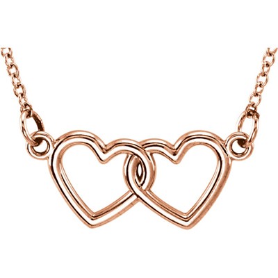 14k Rose Gold Double Heart Necklace