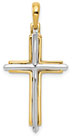 14K Two-Tone Gold Polished Cross within a Cross Necklace Pendant