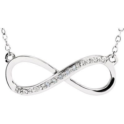14K White Gold and Diamond Infinity Necklace