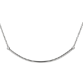 14K White Gold Curved Bar Necklace