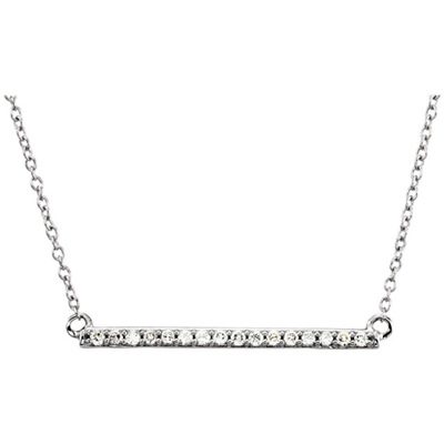 1 Inch 14K White Gold Diamond Bar Necklace