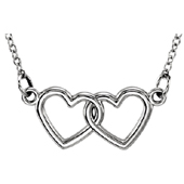 14K White Gold Double Heart Necklace