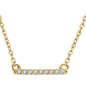 14K Yellow Gold and Diamond Petite Bar Necklace