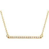 1 Inch 14K Yellow Gold Diamond Bar Necklace