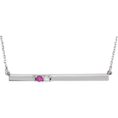 2 Stone Sweetheart Bar Necklace in 14K White Gold