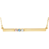 3 Stone Birthstone Bar Necklace in 14K Yellow Gold