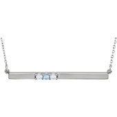 3 Stone Birthstone Bar Necklace in Sterling Silver