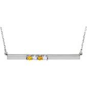 4 Stone Birthstone Bar Necklace in Sterling Silver