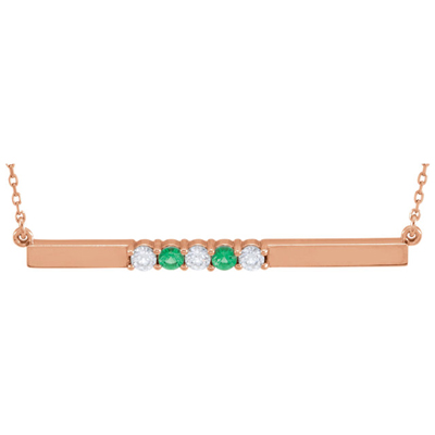 5 Stone Birthstone Bar Necklace in 14K Rose Gold